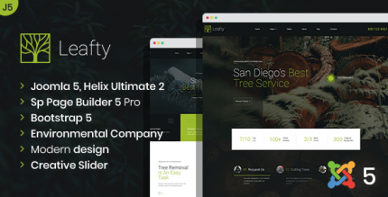 Leafty - Joomla 5 Tree Removal and Lumberjack Company Template | Gardening