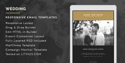 Свадебный Invitation Card Email Шаблон + Доступ к Конструктуру
